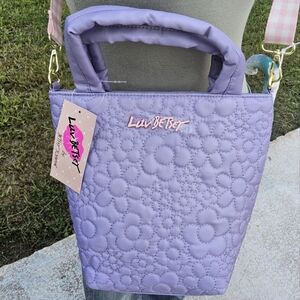 NWT LAVENDER QUILTED FLORAL NYLON LUV BETSEY TOTE BAG